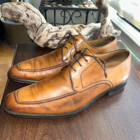 Magnanni Burnished light Brown Apron Oxford Dress Shoes size 10.5 main image 6
